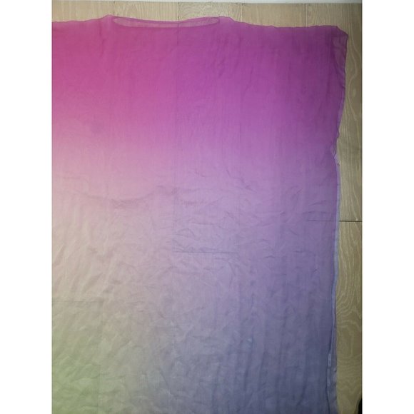 Jane Woolrich Silk Beach Cover Up Poncho Shawl Wrap Scarf Ombre Multicolor - Picture 3 of 12